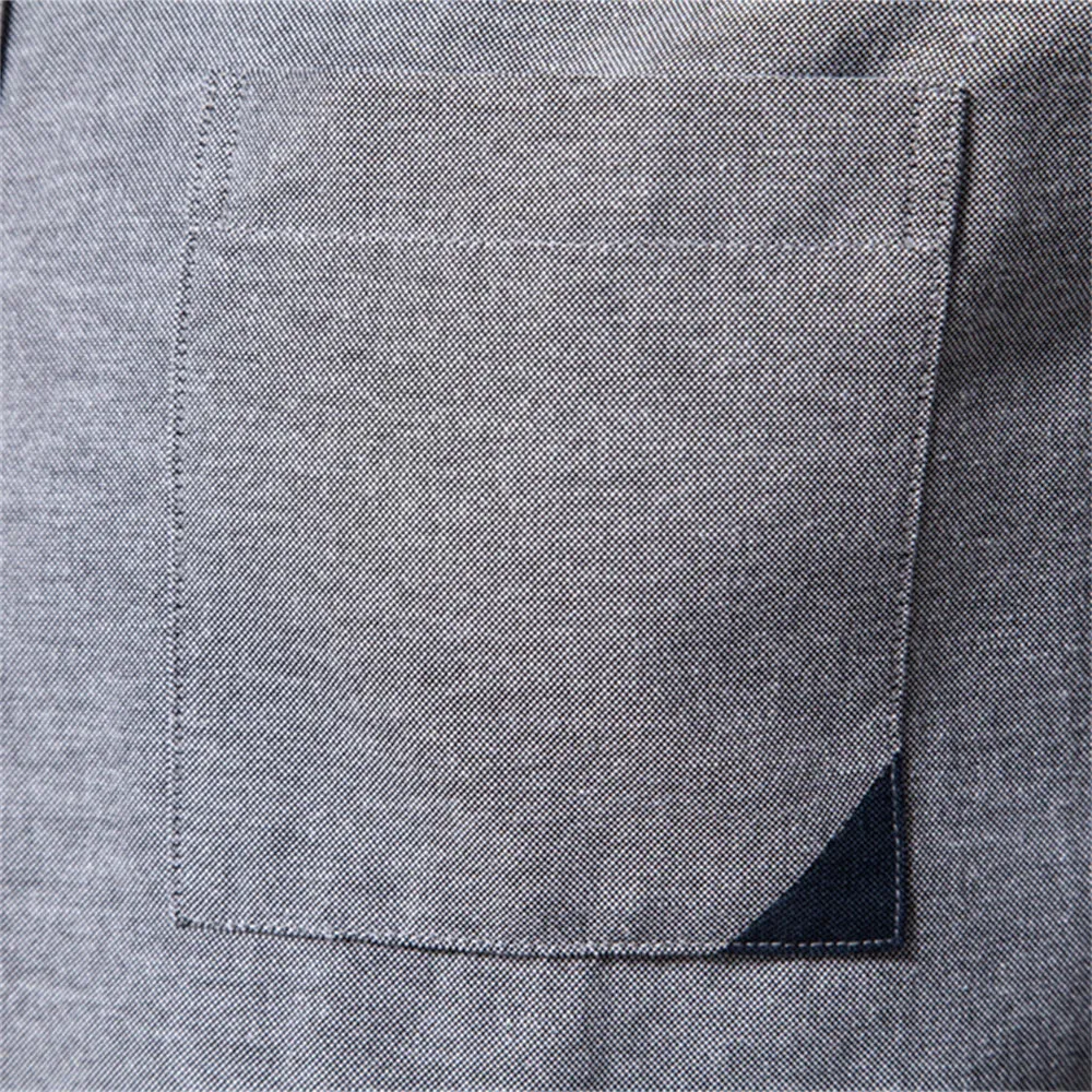 Spring Patchwork Oxford Shirt for Men Casual Wear Cotton Blend Pocket Mens Shirts