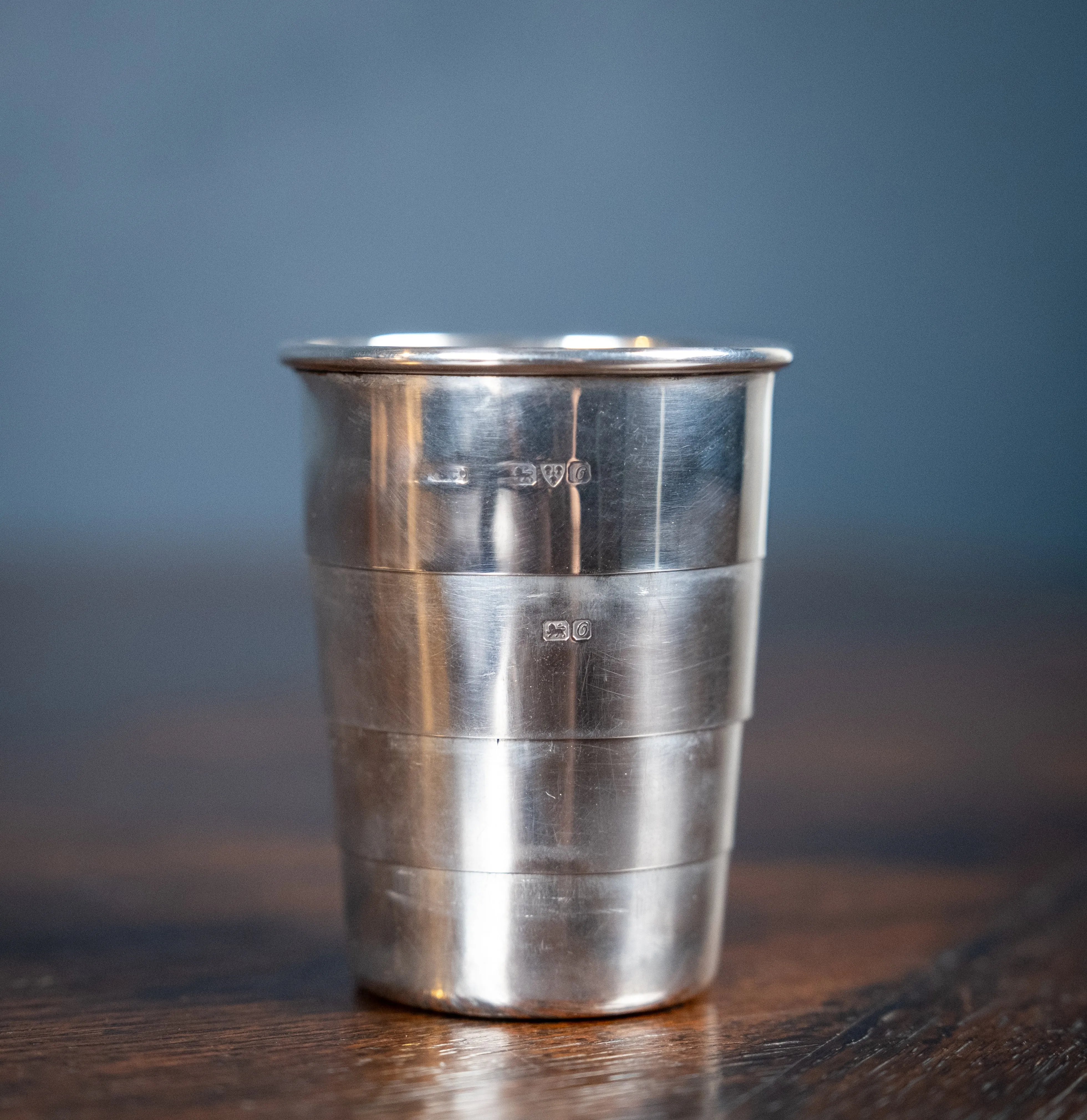 Sterling Silver Collapsible Beaker With Original Case - Chester, 1914.