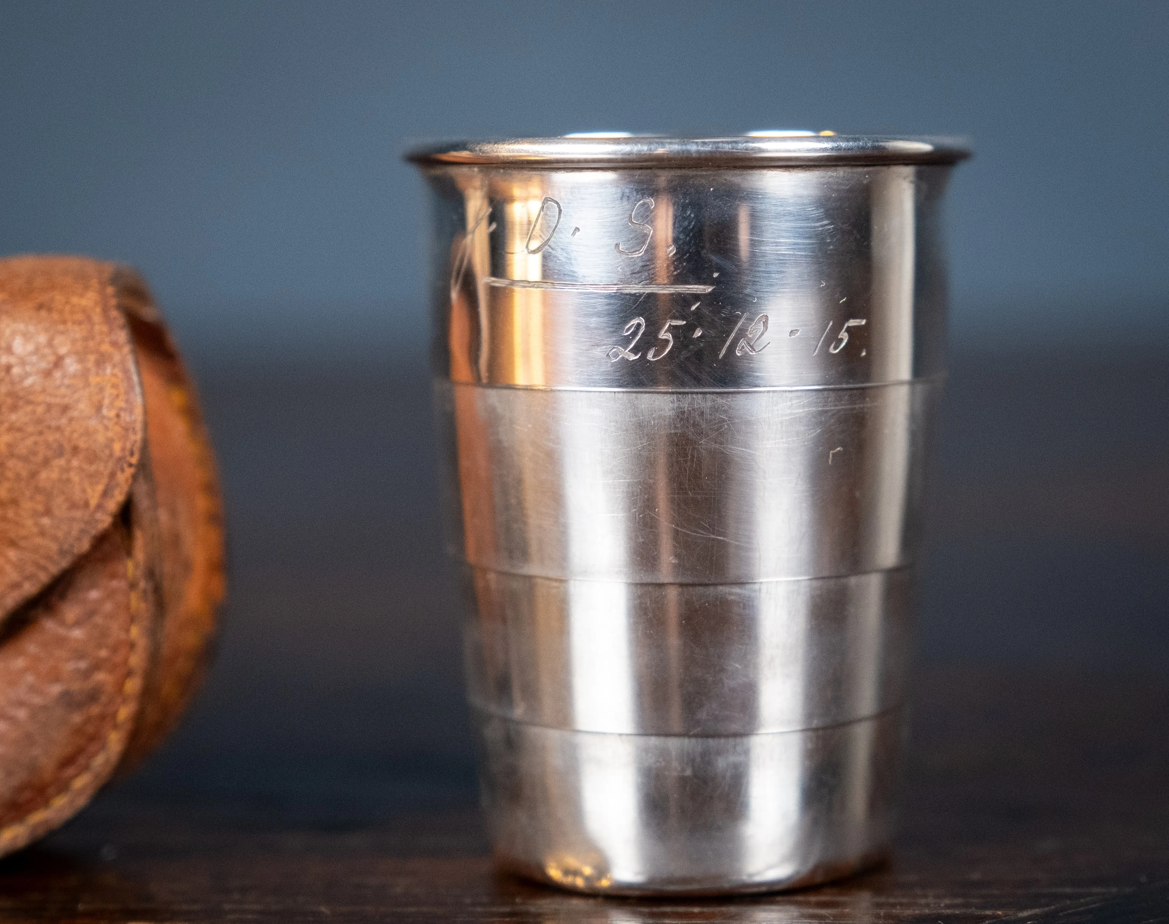 Sterling Silver Collapsible Beaker With Original Case - Chester, 1914.