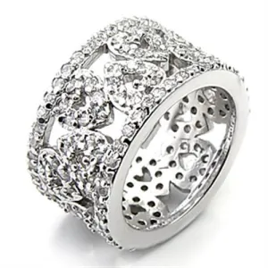 Sterling Silver Ring AAA GRD CZ Clear 7X199 for Women Style Rhodium