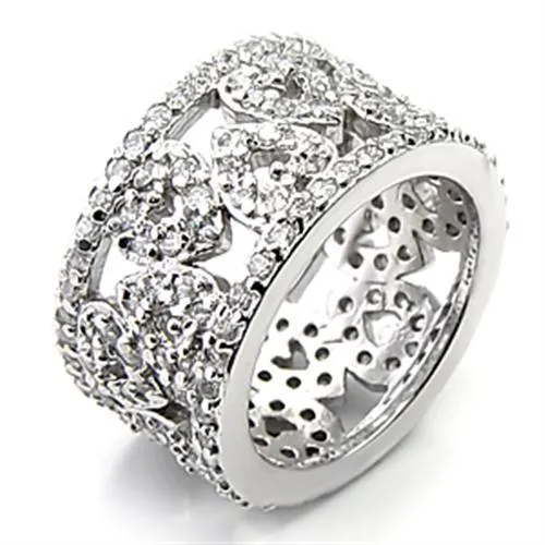 Sterling Silver Ring AAA GRD CZ Clear 7X199 for Women Style Rhodium