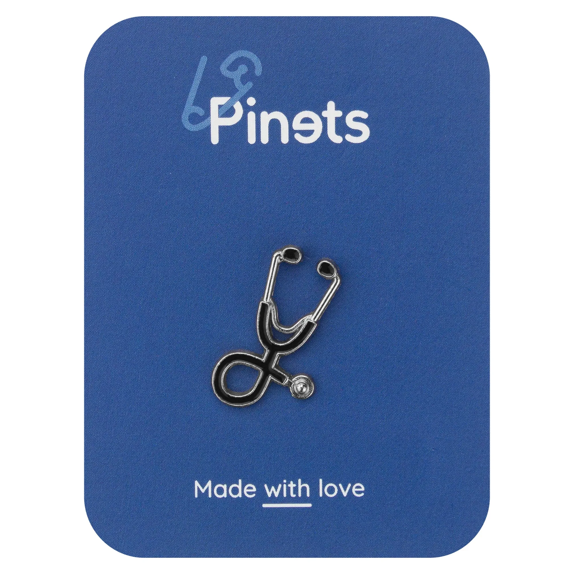 Stethoscope Black-Silver Enamel Pin