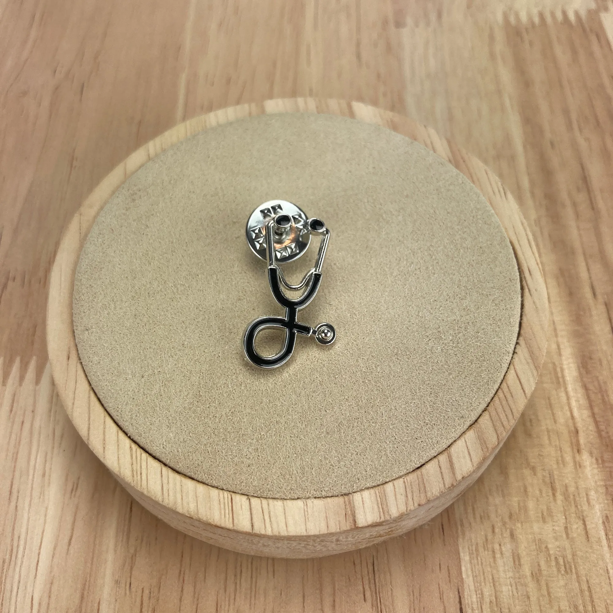 Stethoscope Black-Silver Enamel Pin