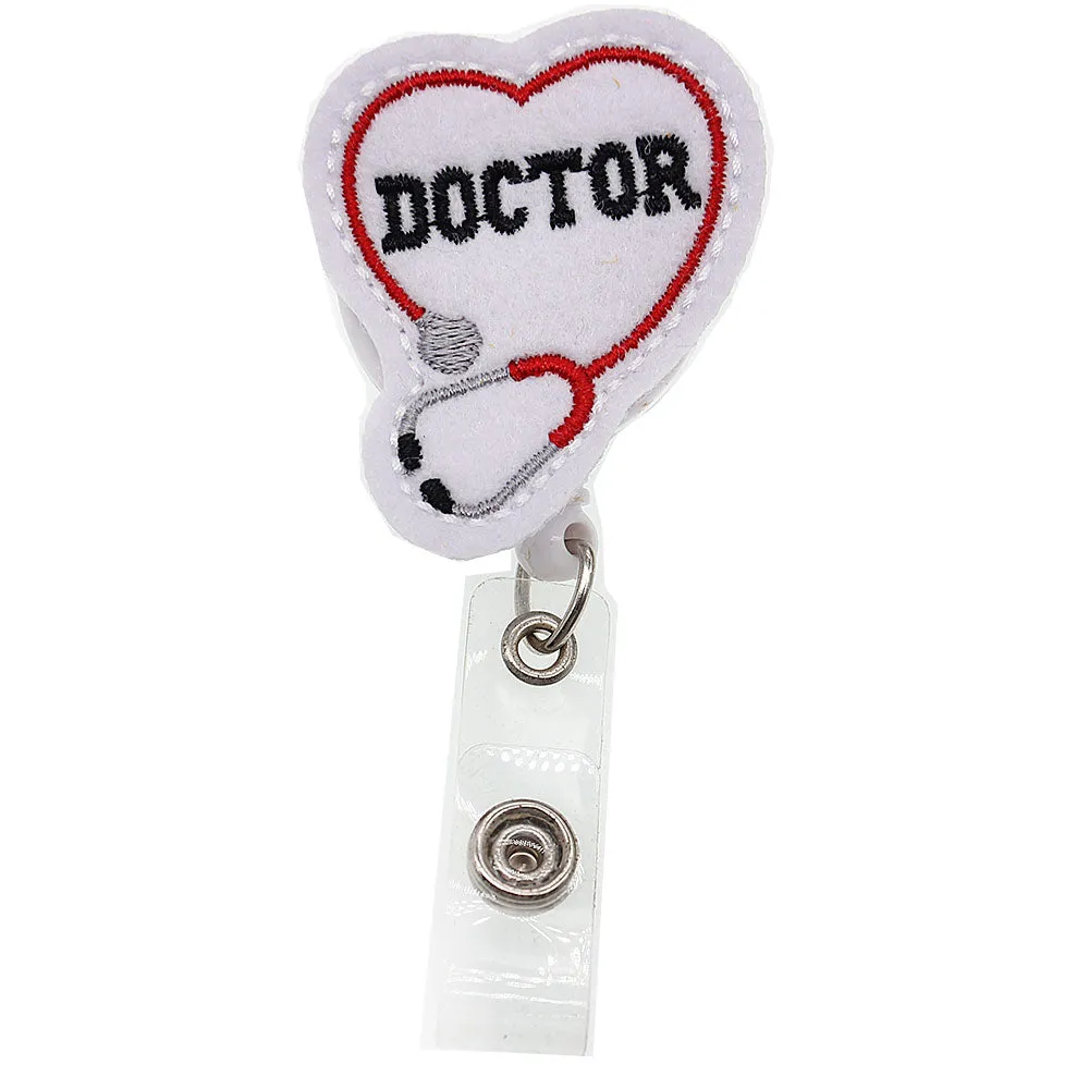 Stethoscope Felt Nurse Badge Holder Retractable Badge Reel with Alligator Clip Suitable for Gifts for Nurses/Doctors and Daily Life