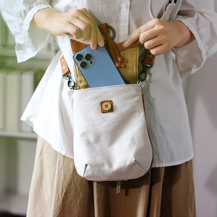 Stylish Ladies Small Canvas Crossbody Bag Womens Leather Shoulder Bag