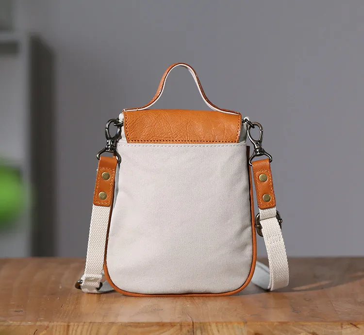 Stylish Ladies Small Canvas Crossbody Bag Womens Leather Shoulder Bag