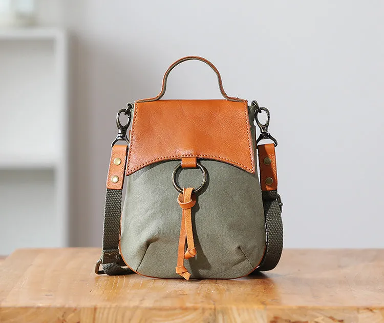 Stylish Ladies Small Canvas Crossbody Bag Womens Leather Shoulder Bag