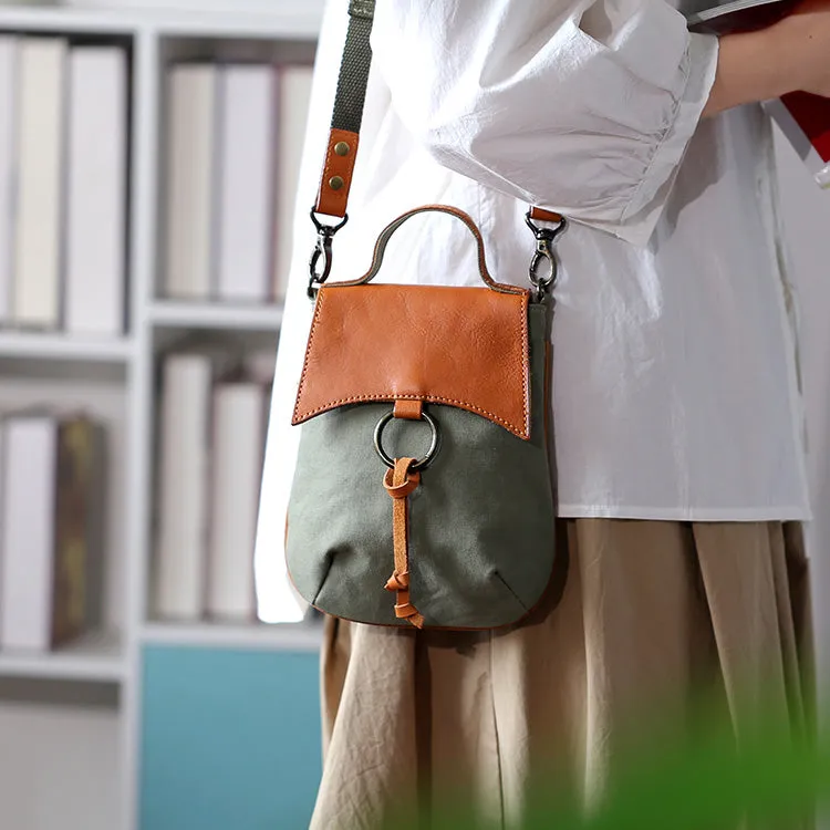Stylish Ladies Small Canvas Crossbody Bag Womens Leather Shoulder Bag