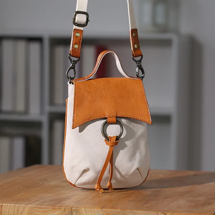 Stylish Ladies Small Canvas Crossbody Bag Womens Leather Shoulder Bag