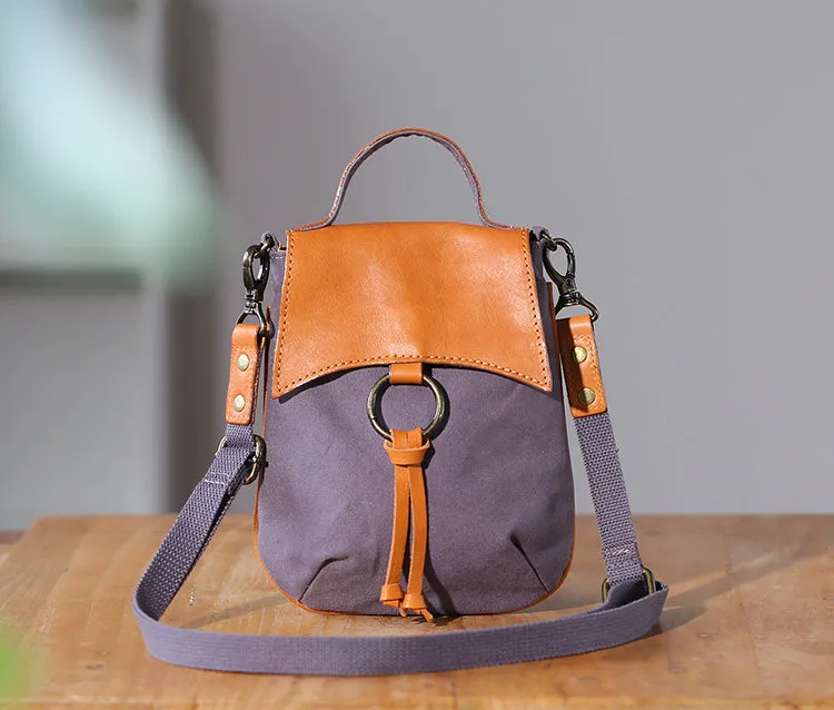 Stylish Ladies Small Canvas Crossbody Bag Womens Leather Shoulder Bag