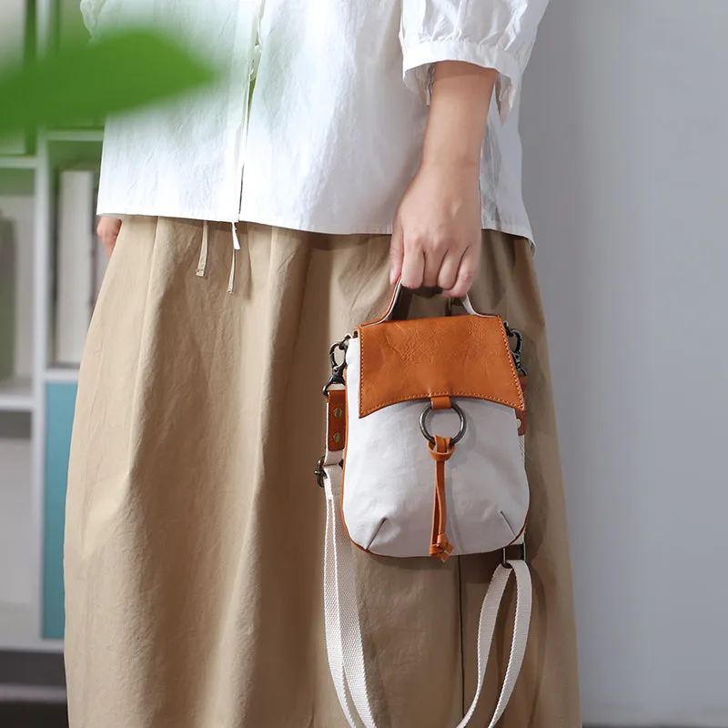 Stylish Ladies Small Canvas Crossbody Bag Womens Leather Shoulder Bag