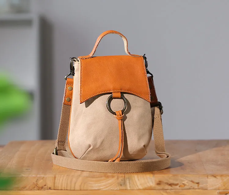 Stylish Ladies Small Canvas Crossbody Bag Womens Leather Shoulder Bag