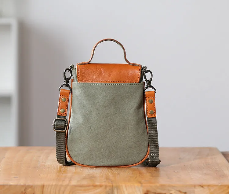 Stylish Ladies Small Canvas Crossbody Bag Womens Leather Shoulder Bag