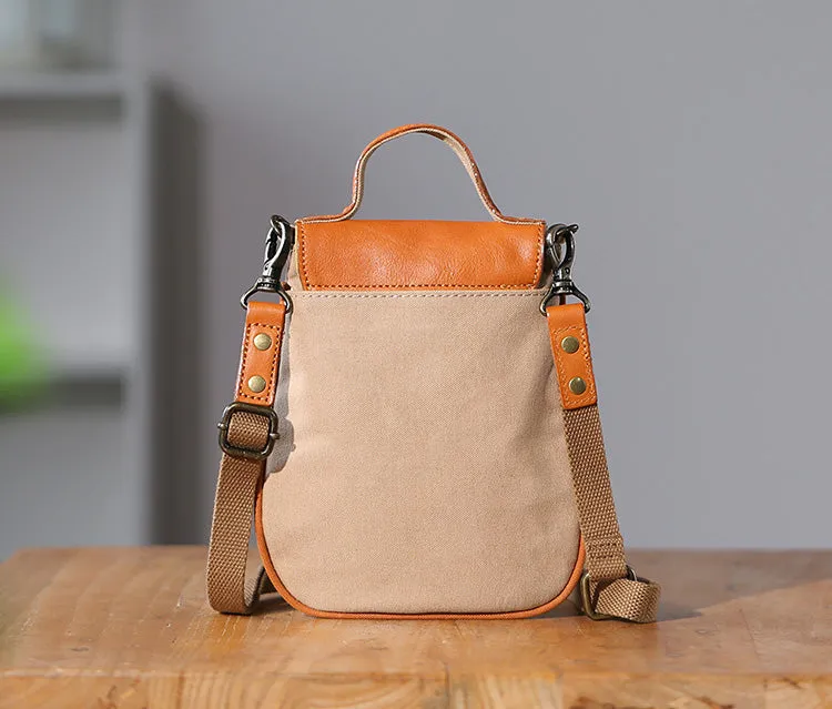 Stylish Ladies Small Canvas Crossbody Bag Womens Leather Shoulder Bag