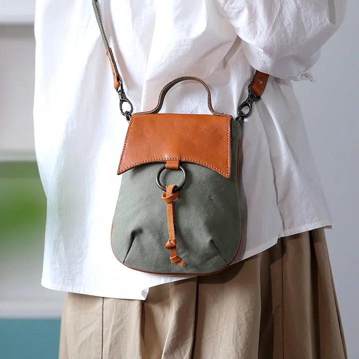 Stylish Ladies Small Canvas Crossbody Bag Womens Leather Shoulder Bag