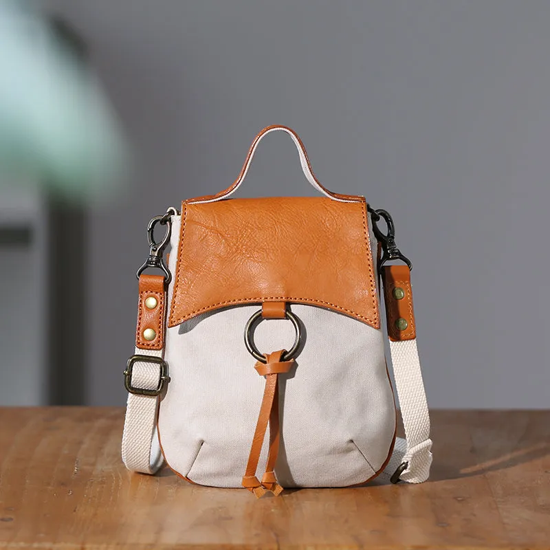 Stylish Ladies Small Canvas Crossbody Bag Womens Leather Shoulder Bag