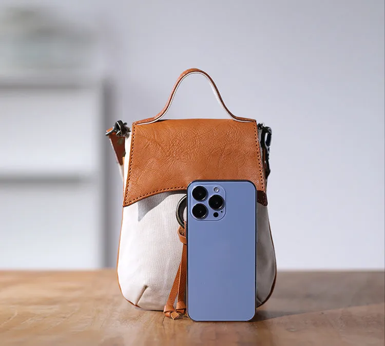 Stylish Ladies Small Canvas Crossbody Bag Womens Leather Shoulder Bag
