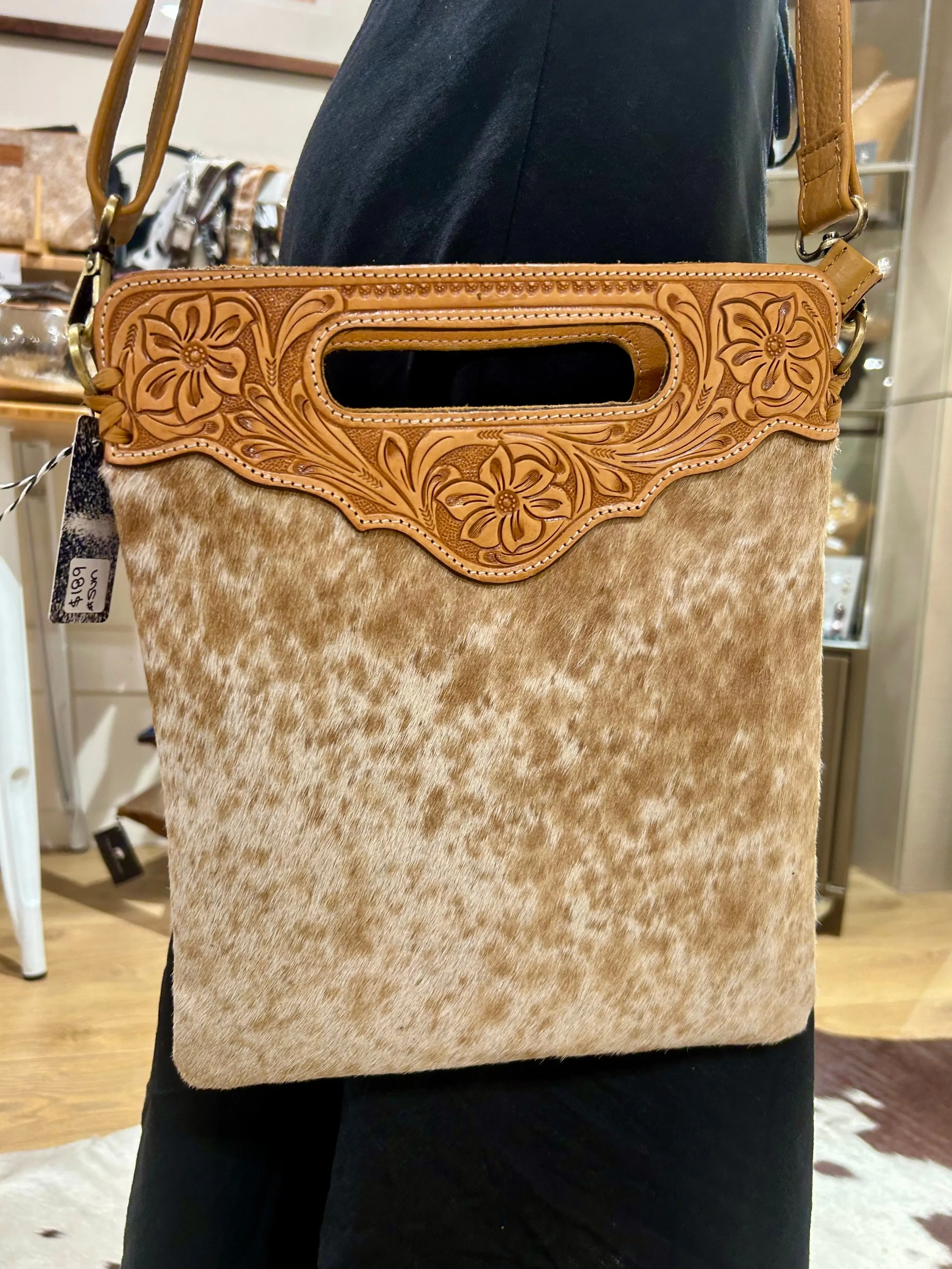 Sundance hide & tooled leather handbag #Sun1