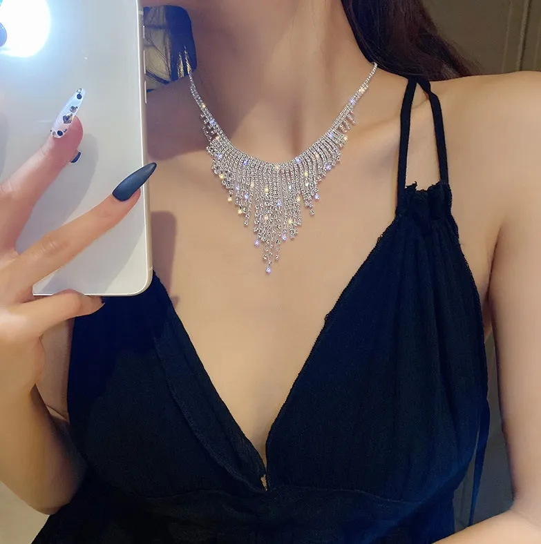 Tassel Collarbone Luxury Flashy Diamond Sparkling Necklace