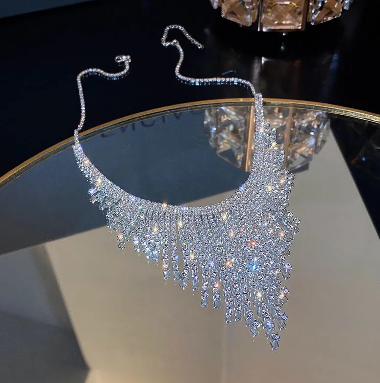 Tassel Collarbone Luxury Flashy Diamond Sparkling Necklace