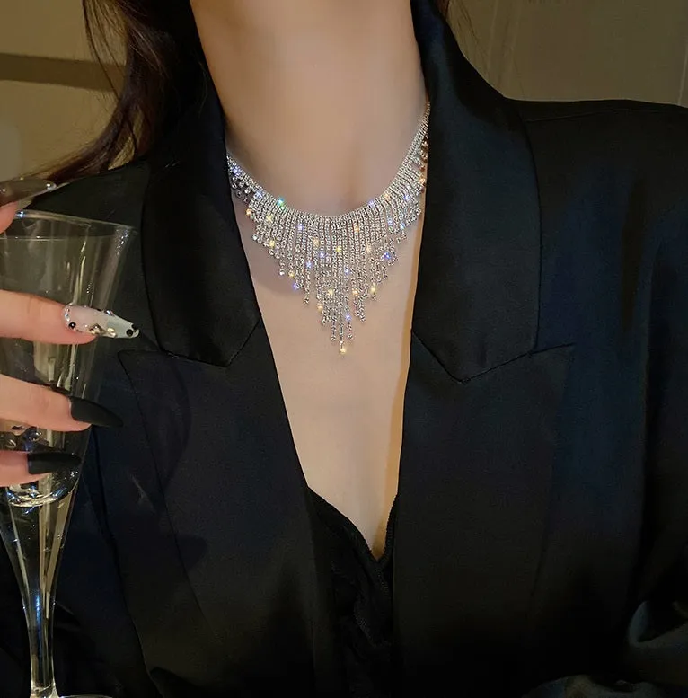Tassel Collarbone Luxury Flashy Diamond Sparkling Necklace