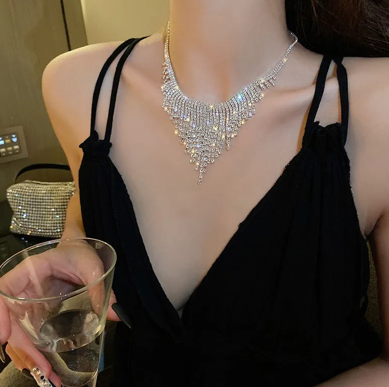 Tassel Collarbone Luxury Flashy Diamond Sparkling Necklace