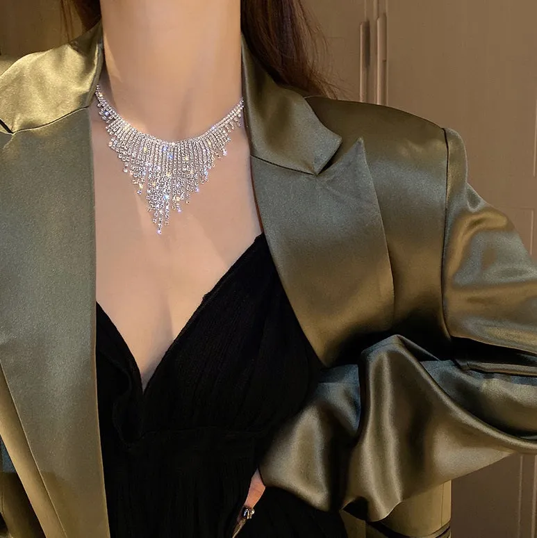 Tassel Collarbone Luxury Flashy Diamond Sparkling Necklace