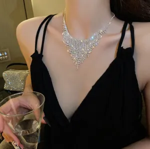 Tassel Collarbone Luxury Flashy Diamond Sparkling Necklace