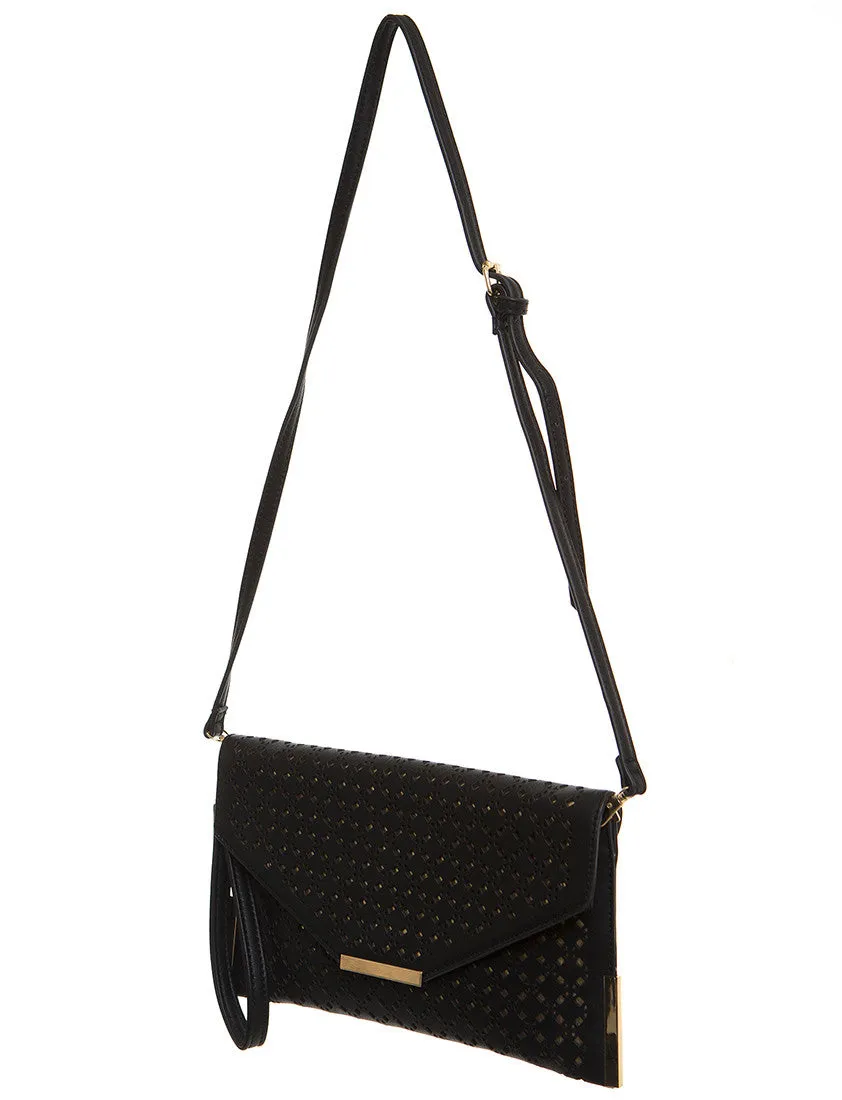 The Ana Laser Cut Messenger - Black