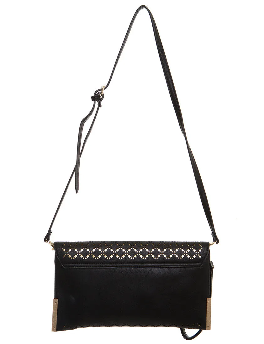 The Ana Laser Cut Messenger - Black