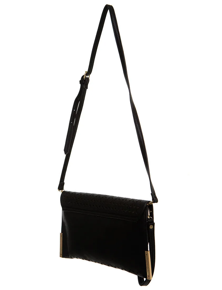 The Ana Laser Cut Messenger - Black