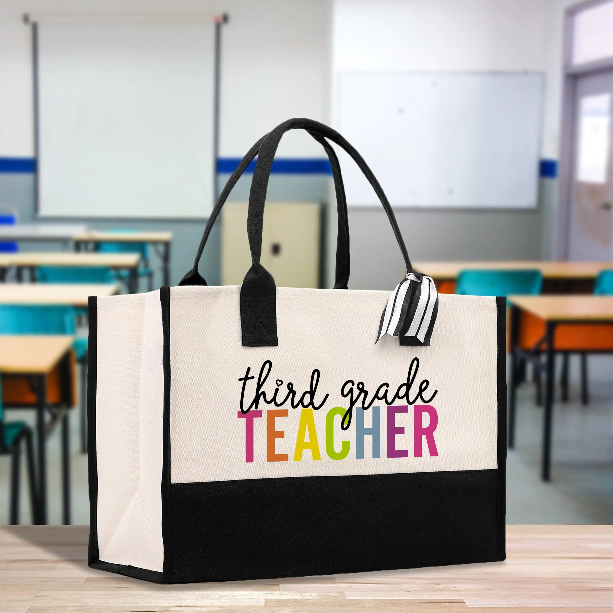 Third Grade Teacher Cotton Canvas Tote Bag Gift for Teachers Teacher Life Tote Bag Teacher Appreciation Gift Bag