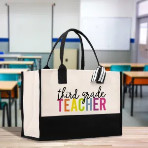 Third Grade Teacher Cotton Canvas Tote Bag Gift for Teachers Teacher Life Tote Bag Teacher Appreciation Gift Bag