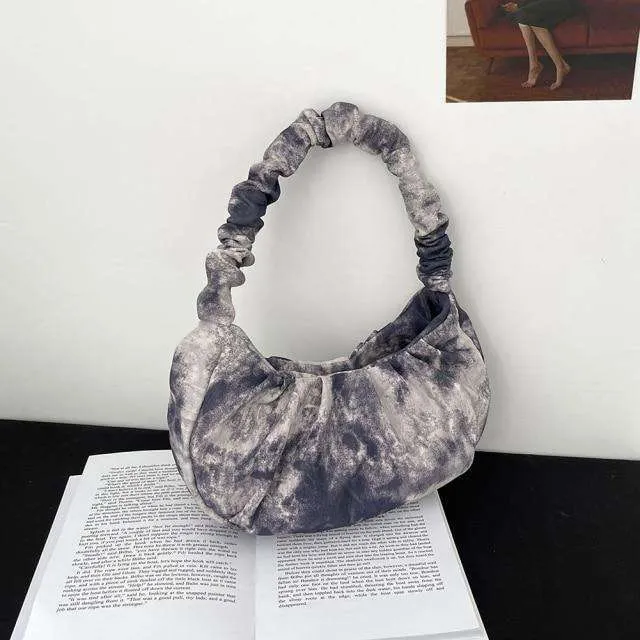 Tie Dye Print Canvas Shoulder Bag