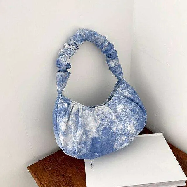 Tie Dye Print Canvas Shoulder Bag
