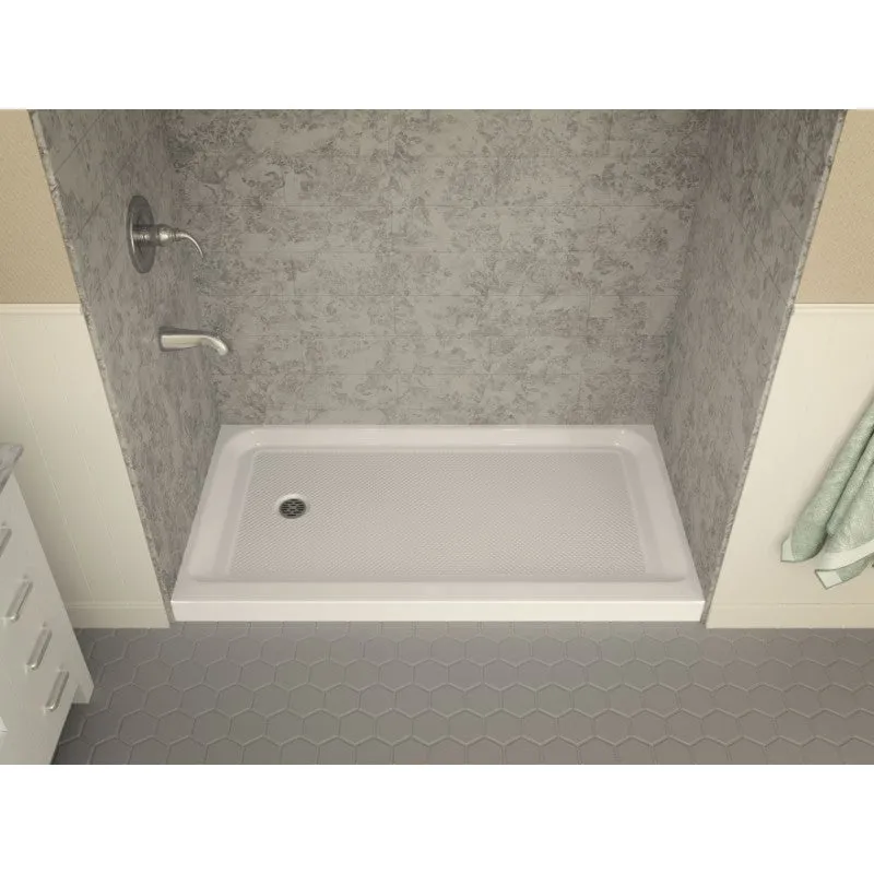 Tier 60" x 32" x 5.5" Left Drain Acrylic Shower Base in Glossy White