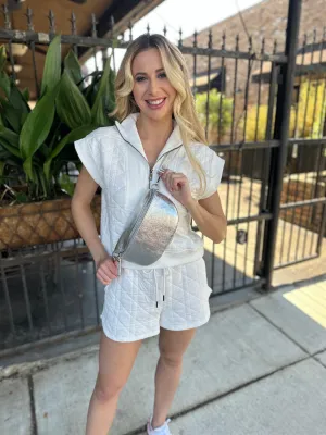 Trista Crossbody/Fanny Bag- Silver