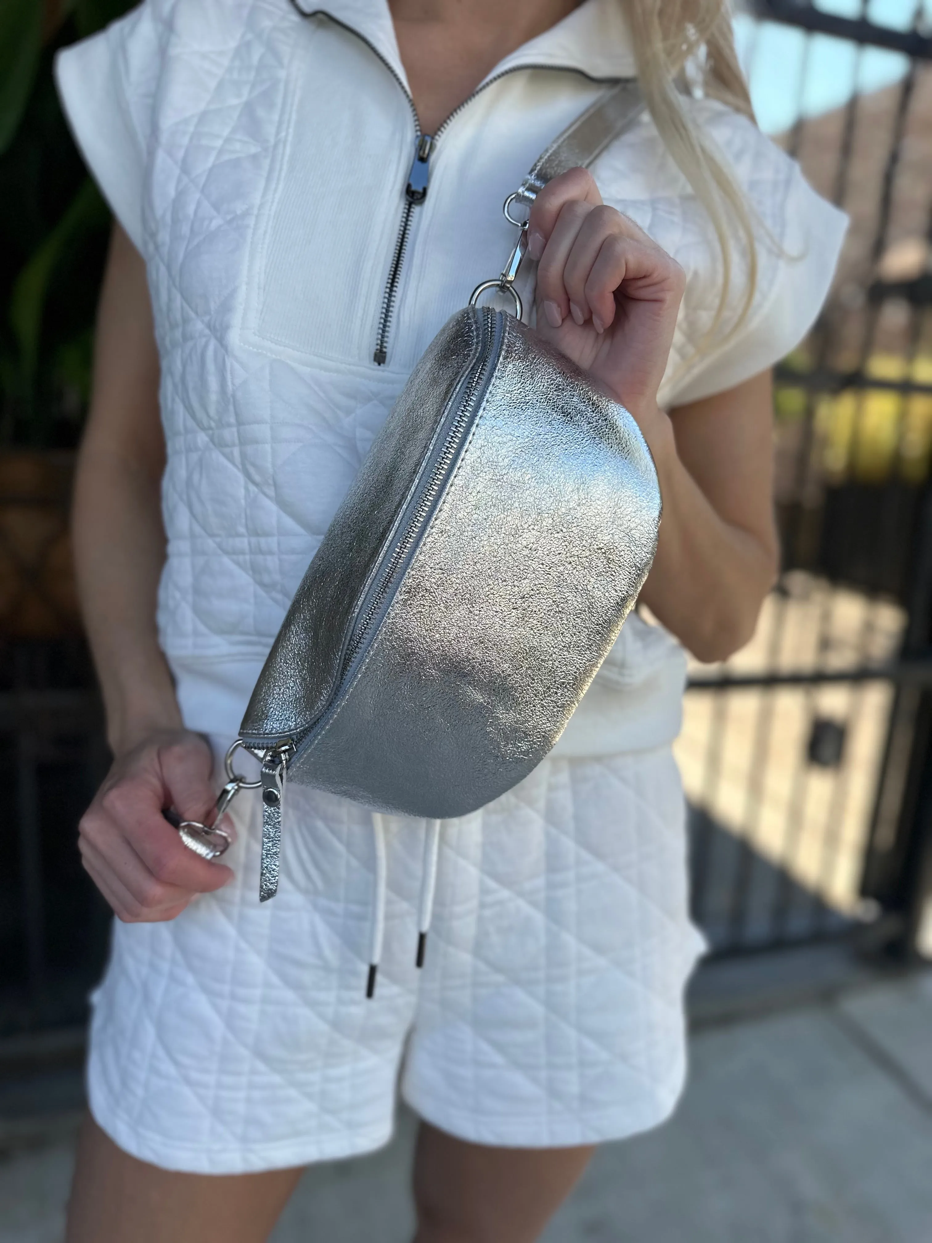 Trista Crossbody/Fanny Bag- Silver