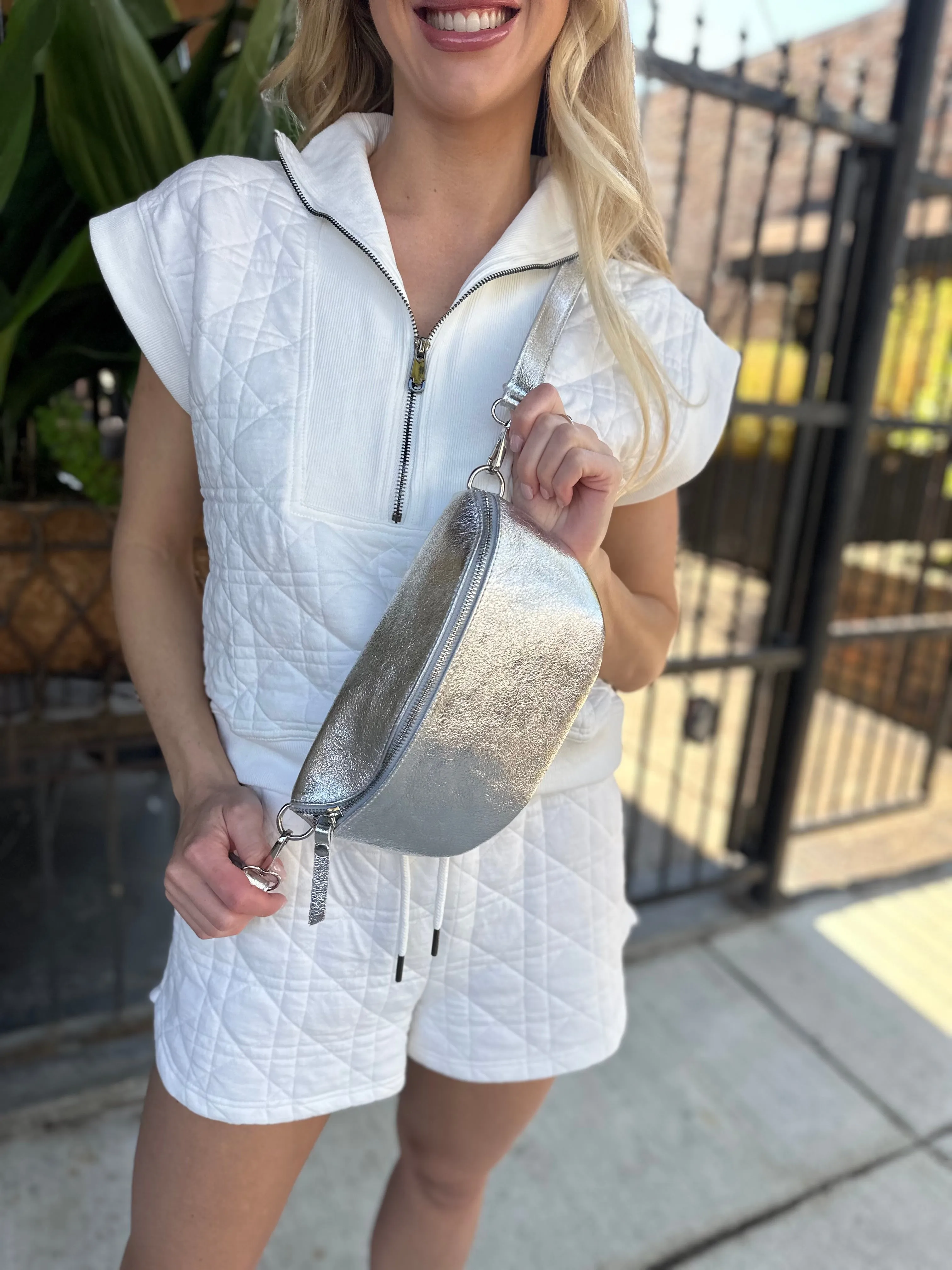Trista Crossbody/Fanny Bag- Silver