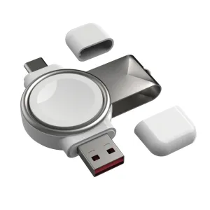 Ultra-Light Apple Watch Magnetic Wireless Charger with Dual USB Type-C Ports, Portable Charging, Fast Charging Pad Dock Station