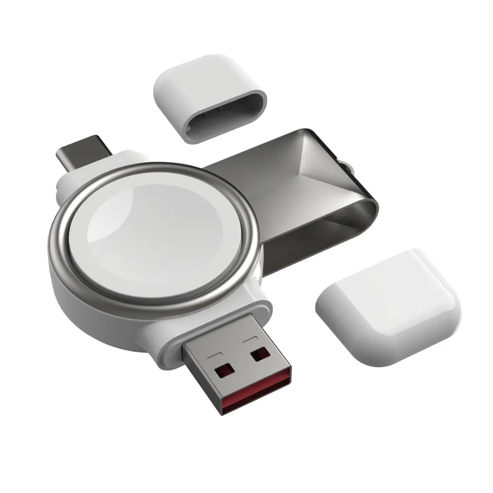 Ultra-Light Apple Watch Magnetic Wireless Charger with Dual USB Type-C Ports, Portable Charging, Fast Charging Pad Dock Station