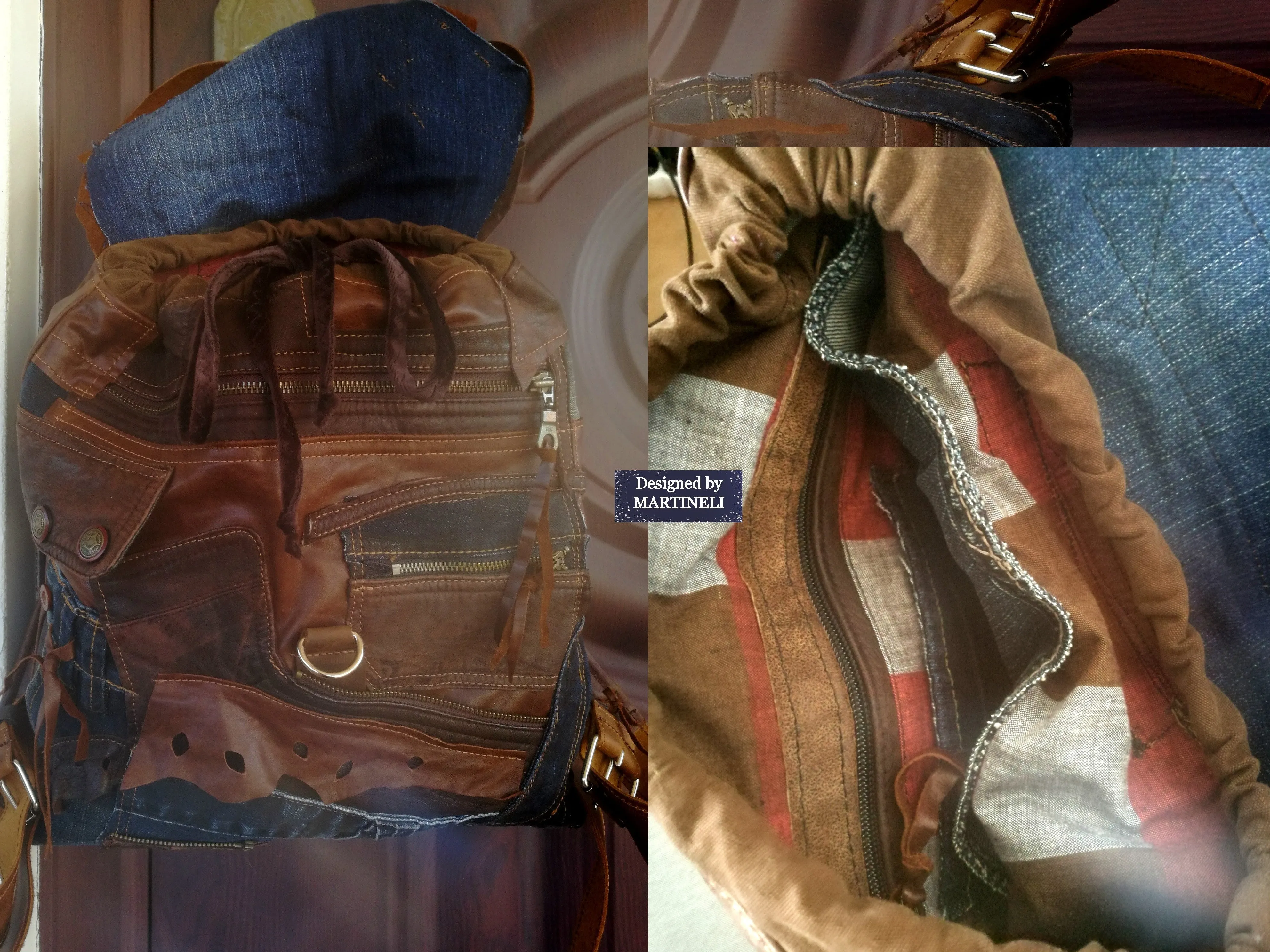 Unisex Travel Rucksack Brown Leather Backpack