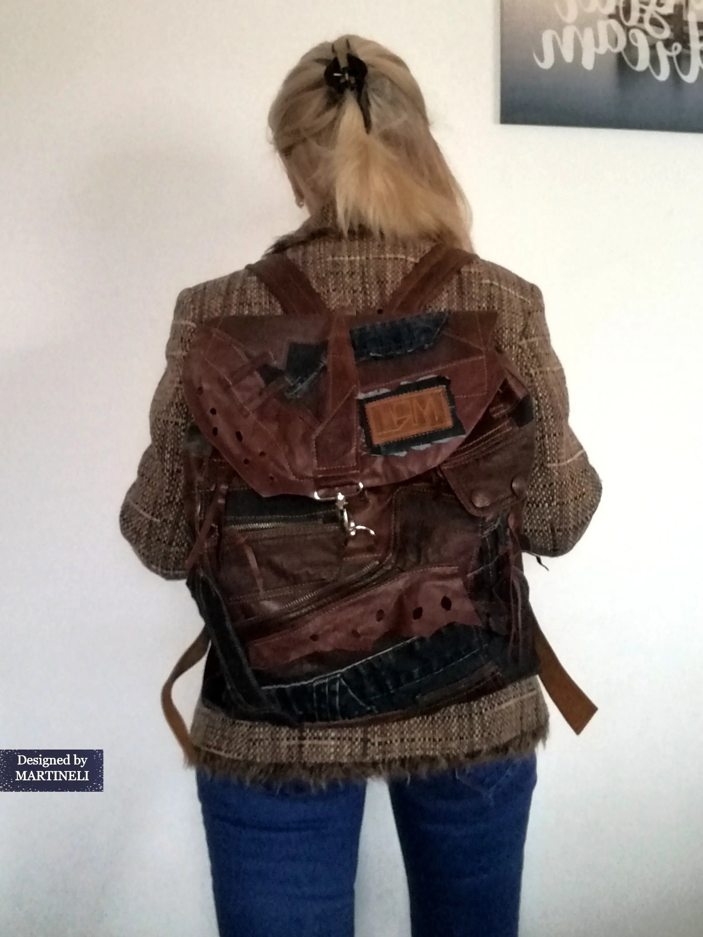 Unisex Travel Rucksack Brown Leather Backpack