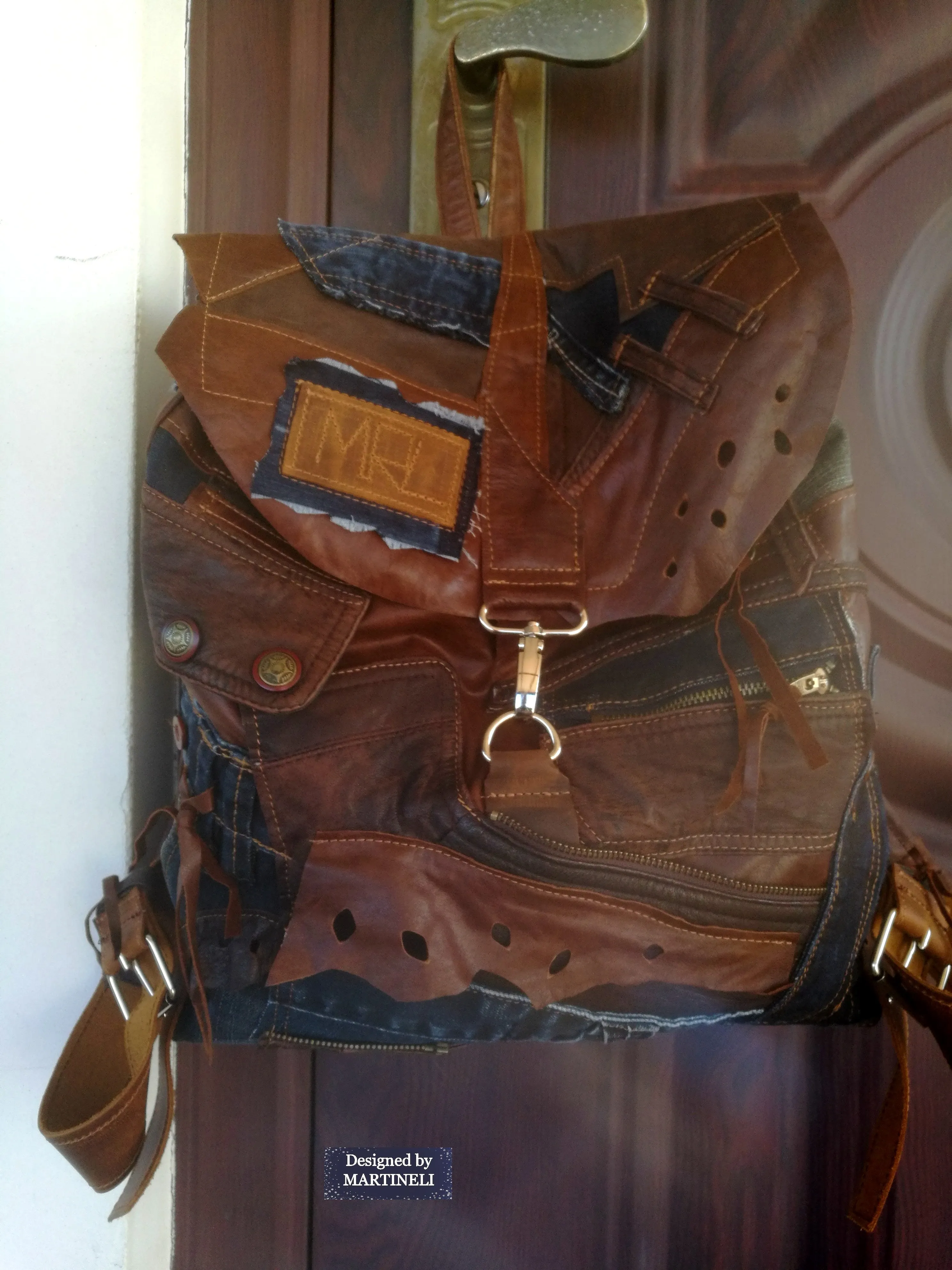 Unisex Travel Rucksack Brown Leather Backpack