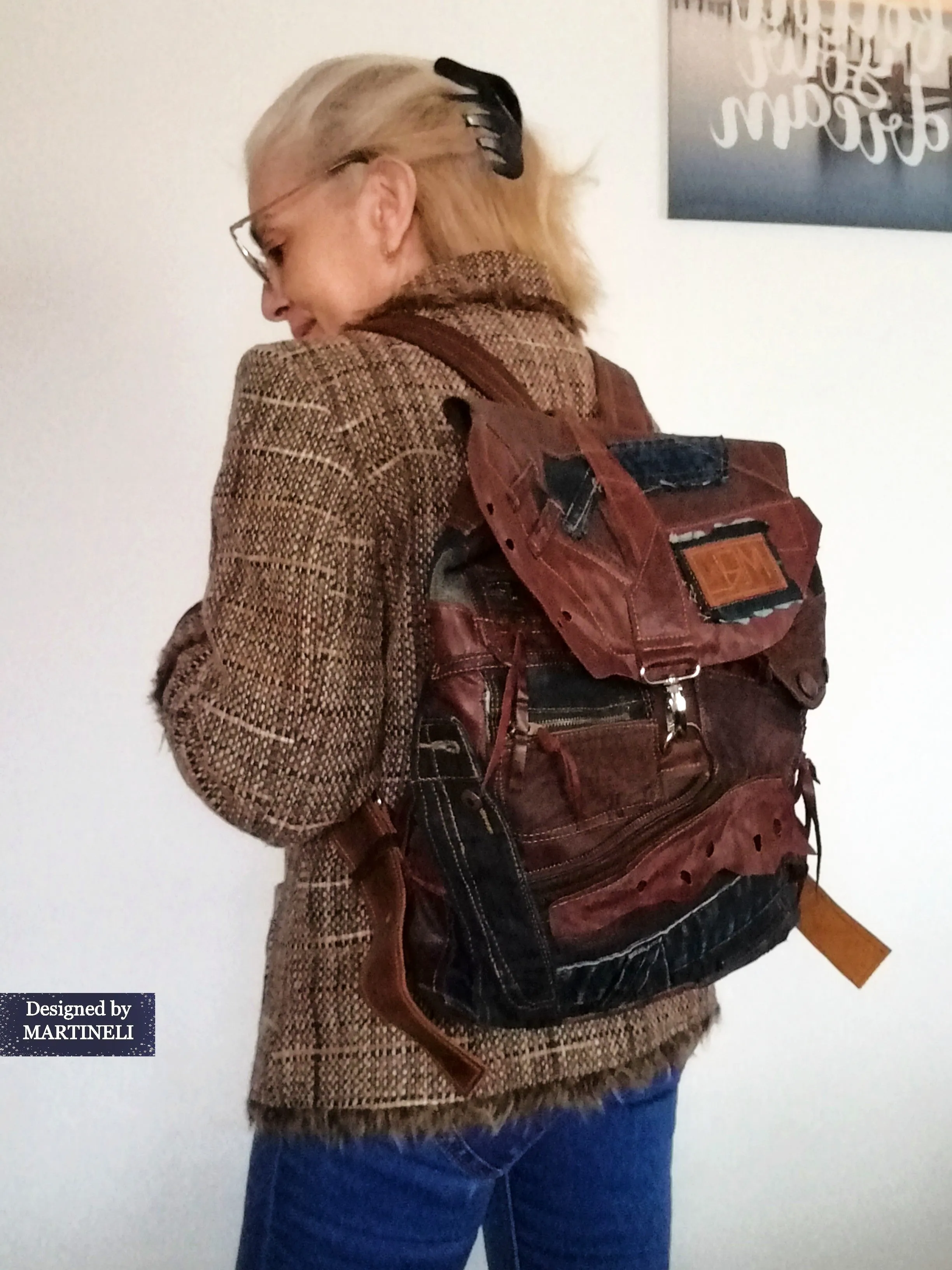 Unisex Travel Rucksack Brown Leather Backpack
