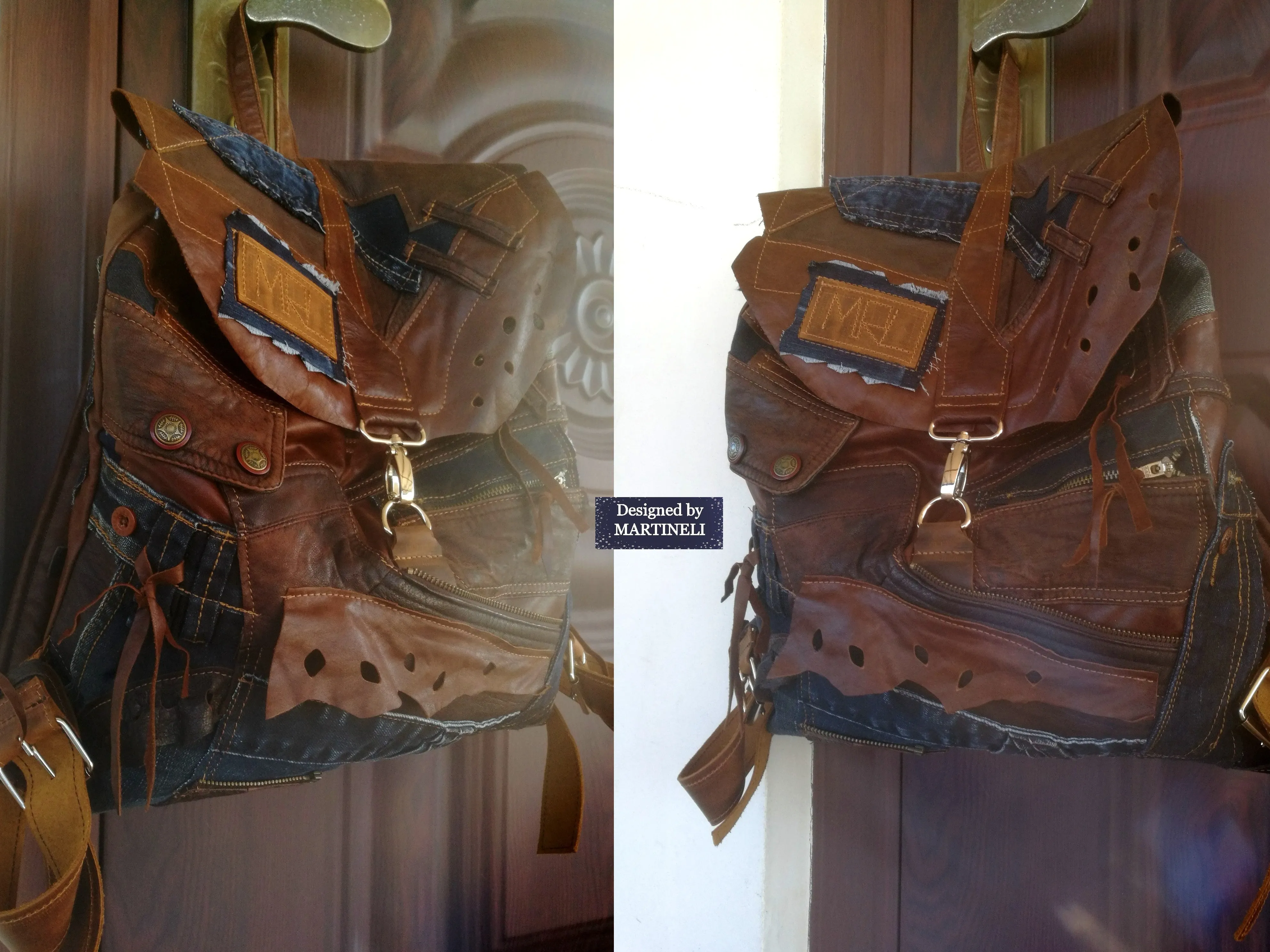 Unisex Travel Rucksack Brown Leather Backpack