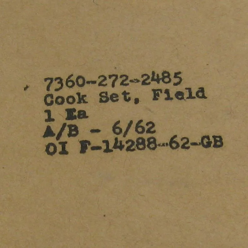 U.S Ali / S'Steel Mess Set. NOS. Silver.