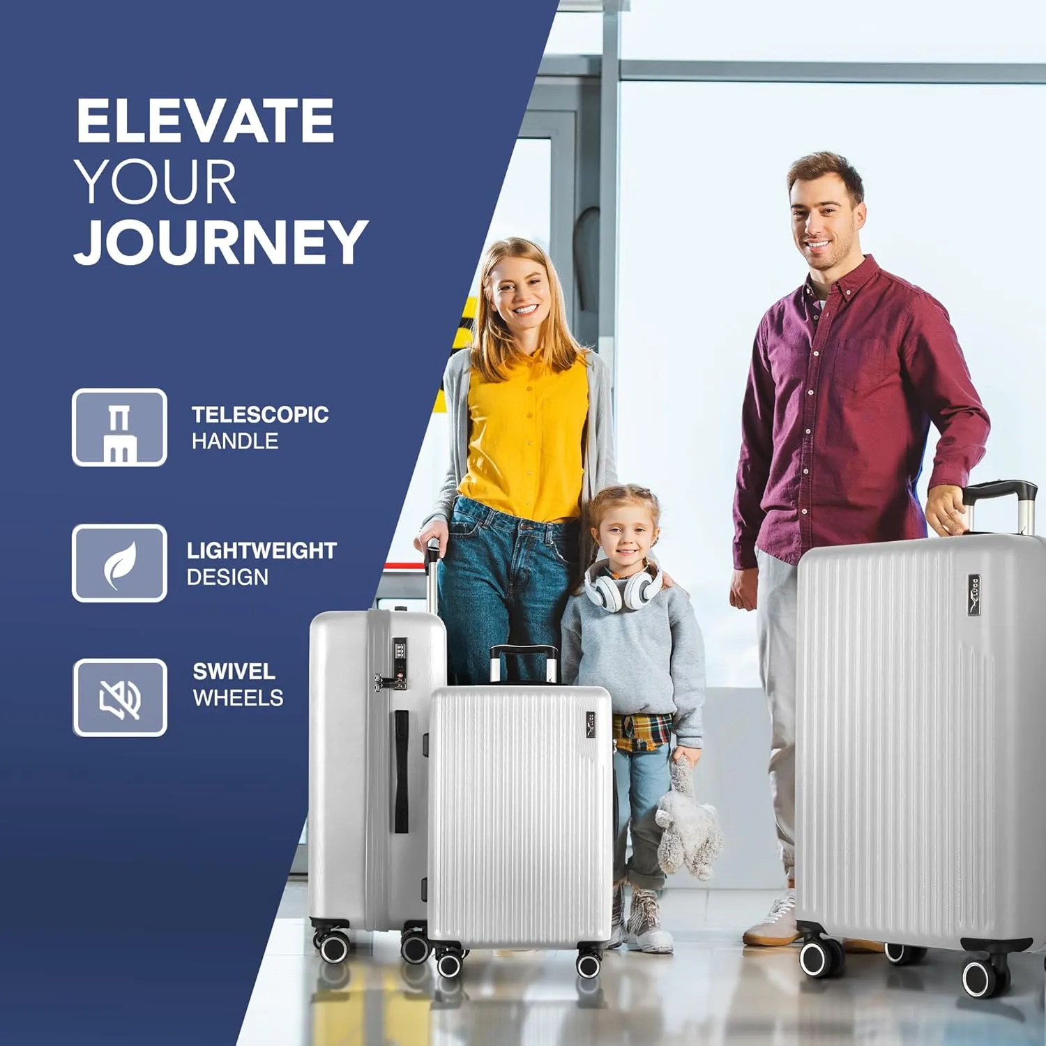 Vacay 3pc Suitcase Set in Silver
