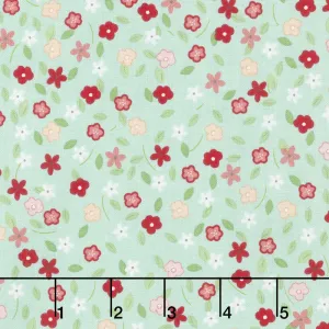 Vintage Adventure - Tiny Floral Aqua Yardage