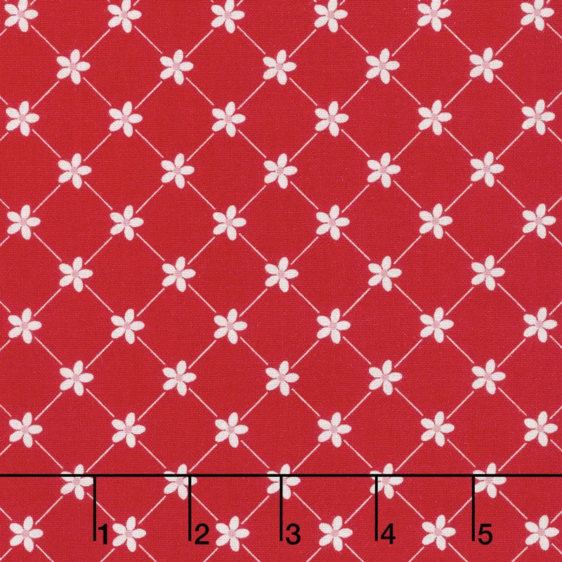 Vintage Adventure - Trellis Red Yardage